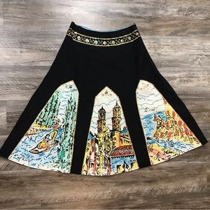 Basil & Maude Watercolor Print & Beaded Skirt Size 8